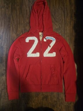 Hollister Red Zip-Up Hoodie with White '22'